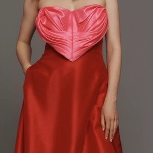 HUTCH HEART Anthropologie Strapless Red and Pink Dress